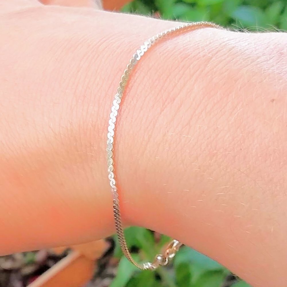 Vintage Italian Sterling Silver Serpentine Chain Bracelet